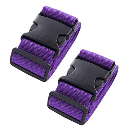 2pcs 74″×2″Luggage Straps for Suitcases,Adjustable Suitcase Straps and Heavy Duty Strap Buckle Packing Straps Travel Accessories,Purple - color: Purple 2PCS