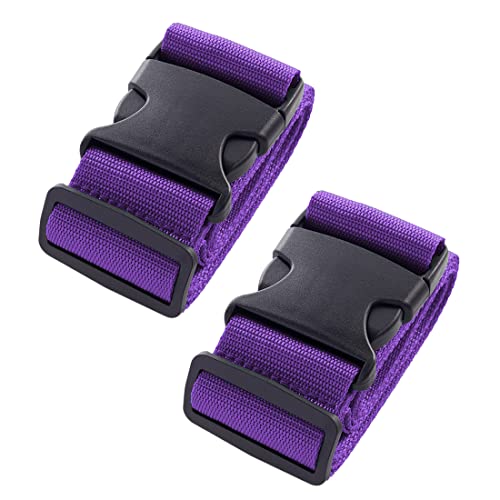 2pcs 74″×2″Luggage Straps for Suitcases,Adjustable Suitcase Straps and Heavy Duty Strap Buckle Packing Straps Travel Accessories,Purple - color: Purple 2PCS