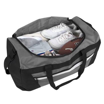 40 Liter, 22 Inch Reflective Duffle Bag with Shoulder Strap for Men, Women, Travel - color: Grey