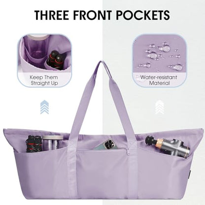 sportsnew Large Yoga Mat Bag Trolley Sleeve Gym Carrier Shoe Bag Wet Pocket | water-resistant fabric, large capacity,wide full-zip opening,separate shoe bag,2 yoga mat holder straps,multi-pocket storage - color: Purple