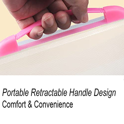 12x16.5 Art Portfolio Case A3 PP Plastic Transparent Pink Pack of 1 | Oxford Cloth Edge Waterproof Fits 11x14 Photo Prints and Art Paper - color: Pink