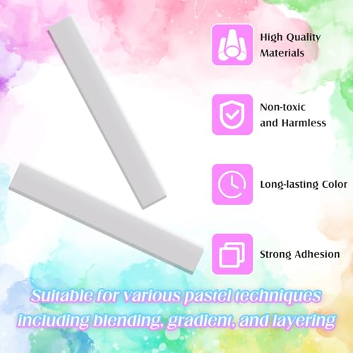 Watersay 24 Pcs Soft Pastel Drawing Chalk Set Square Sketch Chalk Non-toxic Artist Pastel Sticks for Professional Artists and Art Lovers(60 x 8 x 8 mm,White) - color: White, size: 1 Count (Pack of 24)