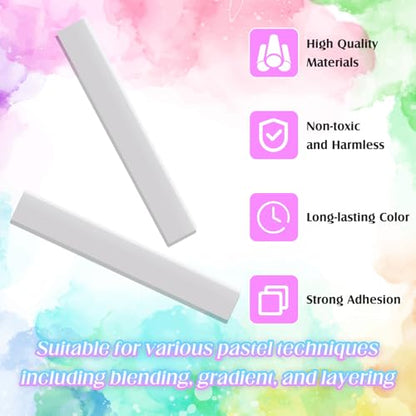 Watersay 24 Pcs Soft Pastel Drawing Chalk Set Square Sketch Chalk Non-toxic Artist Pastel Sticks for Professional Artists and Art Lovers(60 x 8 x 8 mm,White) - color: White, size: 1 Count (Pack of 24)