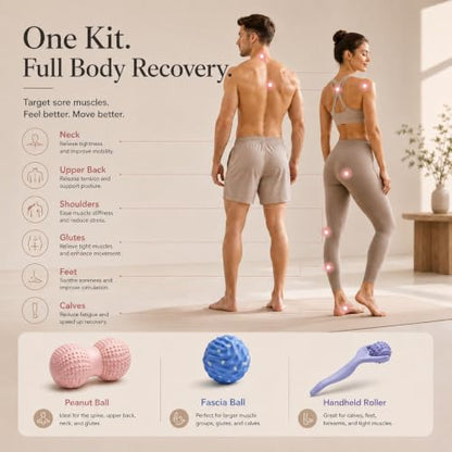 Massage Ball Set Peanut Ball 3.35"Fascia Ball for Foot Handle Ball for Back