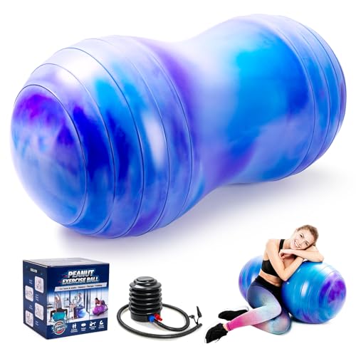 ZOOJOY Peanut Ball for Kids and Adults | 18/20Inch Anti-Burst Exercise Ball - color: Purple & Blue, size: 39 x 20 Inch