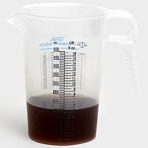 16oz, 1 Pint (2 cup) Measure Pitcher - Convenient Conversion Chart – Multi Purpose Food Grade Great for Cooking, Hobbies, Shop Oil, Fluids, Pool Spa and Lawn with High Chemical Resistance by Turnah - size: 16 oz
