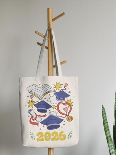 Aesthetic Canvas Tote Bag for Women with Inner Pocket - color: Graduation-26