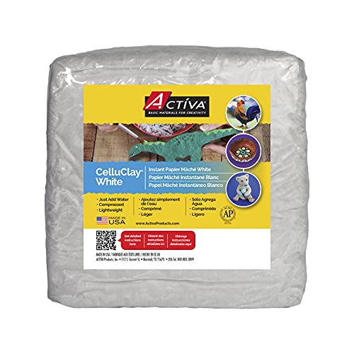Activa CelluClay Instant Paper Mache, 2lb, Sculpting & Modeling Compound | Easy-to-use, no mess, just add water, air dry, for sculpture, mixed media, fine art, craft, décor, dioramas, masks, props - size: 2 pound