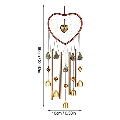 Unique Sweet Heart Dream Catcher Wind Chimes Brass Bell for Outdoor Garden Home Hanging Decoration… - size: Heart-Shaped
