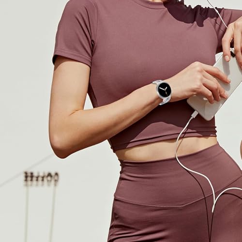 Nylon Braided band Compatible with Samsung Galaxy Watch 8 40mm 44mm, Elastic Band for Galaxy Watch 8 Classic 46mm - color: Gray-Blue Pink
