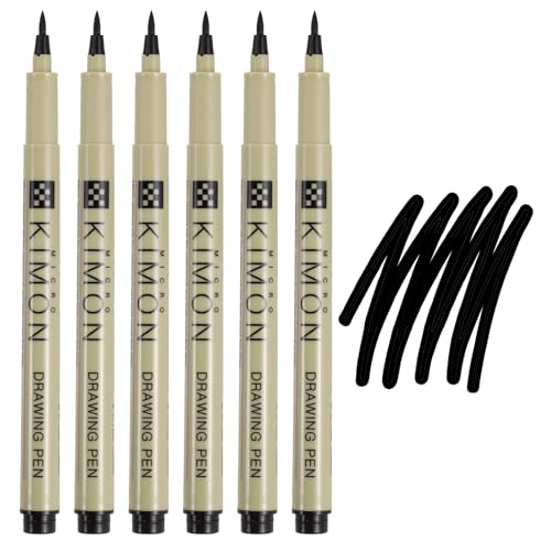 PATIKIL Fineliner Pens, BR Soft Head Drawing Pen Waterproof Inking Markers Liner Artist Watercolor Supplies Drawing Kit for Adult Sketching Journaling, Pack of 6 - style: BR Soft Head
