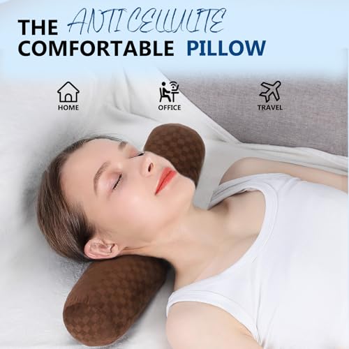 Neck Roll Pillow,Cervical Neck Pillow Bolster Pillow for Sleeping - color: Checkerboard--brown