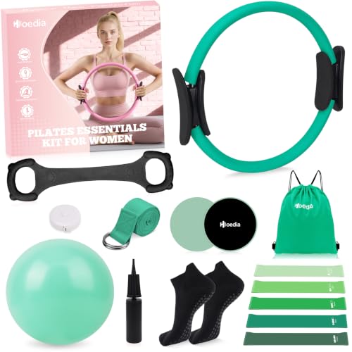 Hoedia Pilates Kit for Women, Pilates Equipment Ring and Ball Set - color: Green