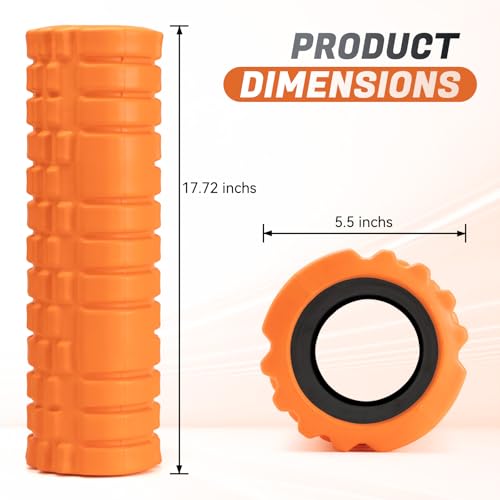 Foam Roller for Deep Tissue Massager, Patented Exercise Roller - color: Orange