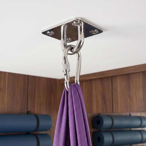4 Pcs M5 304 Stainless Steel Square Pad Eye Plate, 35x30mm Heavy Duty Ceiling Mount U-Bracket with Screws & Anchors – Marine Hardware for Hammock, Swing, Sandbag, Plants (35mmx30mm) - size: 35mm*30mm