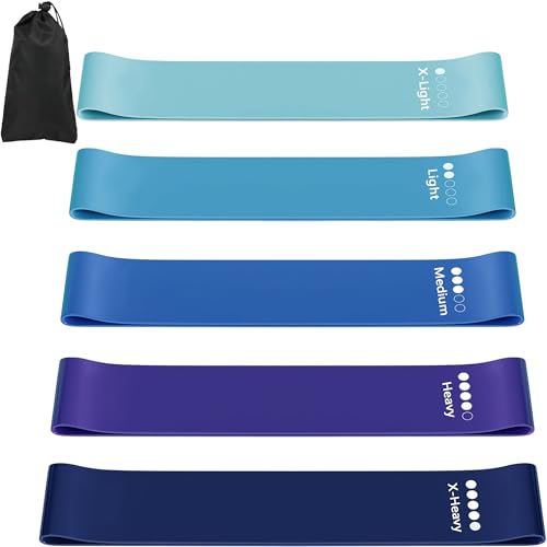 Resistance Bands for Working Out, Latex Exercise Bands Set of 5, Elastic Bands for Exercise with Workout Guide and Carry Bag, Fitness Bands for Strength Training, Yoga, Pilates, Home Workout - color: Blue [Set of 5]
