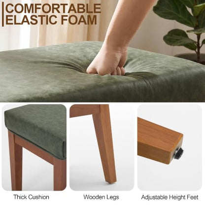 43.5" Upholstered Faux Leather End of Bed Entryway Bench, Olive Green - color: Olive Green-pu