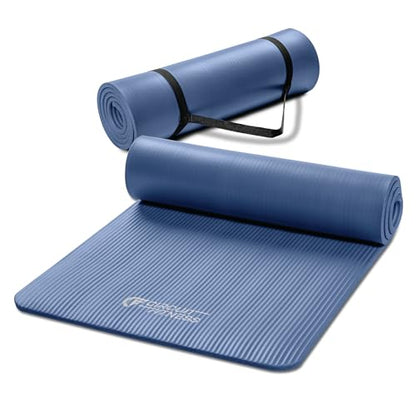 Circuit Fitness by Marcy Non-Slip Multi-Purpose Exercise Yoga Mats with Carrying Strap Multi-Thickness, Multi-Color Options - color: Sapphire Blue, size: 1/2-inch