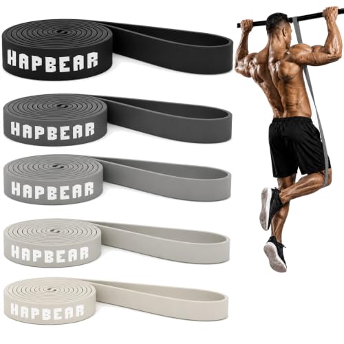 HAPBEAR Pull Up Assistance Bands - Pull Up Bands - Resistance Bands - Exercise Bands Resistance Bands Set of 5 - Workout Bands for Working Out, Stretching, Muscle Training - color: Gray