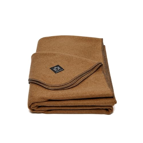 Arcturus Military Wool Blanket - Warm, Thick, Washable - Great for Outdoors, Camping, Stadium Blanket, Picnics, Travel - Car & Bushcraft Survival Kits - color: Camel, size: Twin