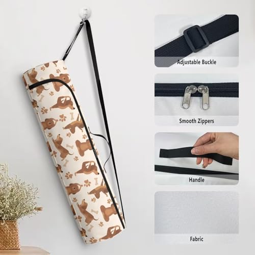 Yoga Mat Bag Portable Yoga Mat Holder with Adjustable Strap Lighweight Gym Tote Bag with Handle - color: Cute Yoga Dog