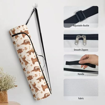 Yoga Mat Bag Portable Yoga Mat Holder with Adjustable Strap Lighweight Gym Tote Bag with Handle - color: Cute Yoga Dog