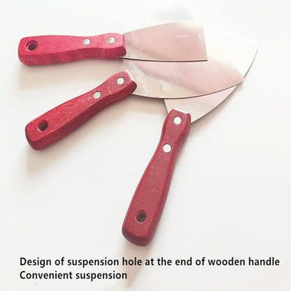 5Pcs Putty Knife Scrapers Stainless steel spatula Tool set，with a comfortable wooden handle，for Scrapering,Drywall Repairs and Spreading，Taping Drywall Wall Painting (Mixed pack2",3",4",5",6") - color: Mixed Pack2",3",4",5",6"