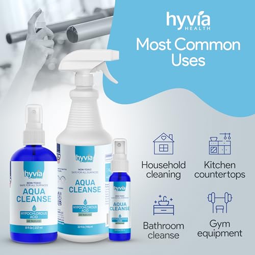 AquaCleanse 하이포아염소산 스프레이 - 여행용 사이즈 다목적 클리너, HOCL, 천연 표면 세척 솔루션 - 어린이, 애완 동물 및 일상 사용에 안전 | 미국에서 제조 투명 스프레이 | 100ml(3.4온스) - size: 3.4 Fl Oz (Pack of 1)
