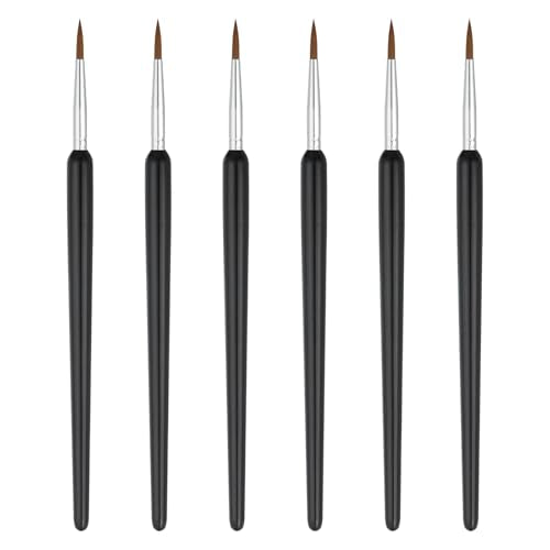 MECCANIXITY Miniature Detail Paint Brushes, 14mm Round Pointed Small Fine Tip Micro Paint Brushes for Fine Model Craft Art Face Acrylic Painting Oil Watercolor(Black, Pack of 6) - color: Black, size: 14mm