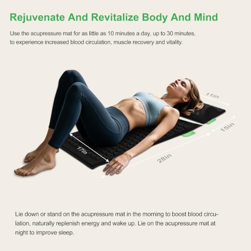 Acupressure Mat and Pillow Set - Full Body Acupuncture Mat | Premium Eco-Friendly Linen and Coconut Fiber Mat. Ideal for Full Body Pain Relief, Stress Reduction & Muscle Relaxation - size: XL-3Piece