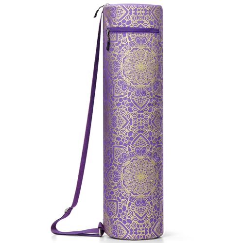Gonex Yoga Mat Bag, Full-Zip Mat Carrier | 600D Oxford Fabric, Wet Pocket, Front Zip Pocket, Adjustable Strap, Fits Mats up to 26" - color: Royal Purple