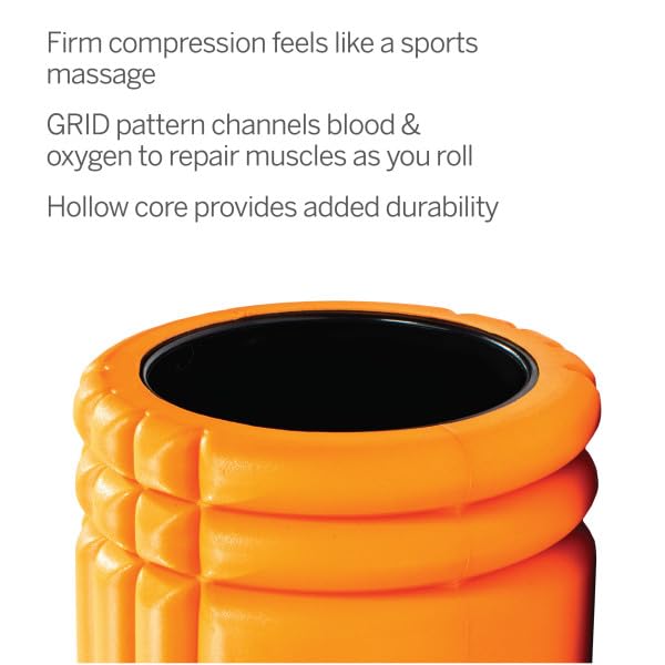 TRIGGERPOINT PERFORMANCE THERAPY GRID Patented Multi-Density Foam Massage Roller Exercise Deep Tissue Muscle Recovery - Relieves Muscle Pain & Tightness, Improves Mobility & Circulation (26"), Orange - color: Orange