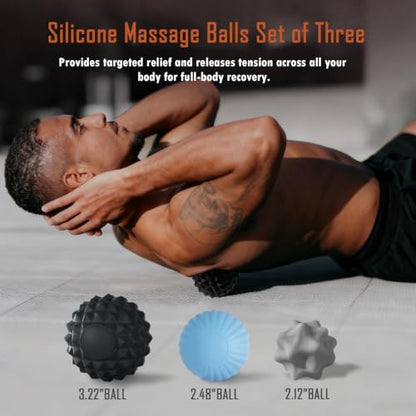 Silicone Massage Ball Set for Deep Tissue and Trigger Points | Lacrosse Massage Balls for Myofascial Release, Muscle Knots & Plantar Fasciitis - style: Silicone Muscle Relief Set