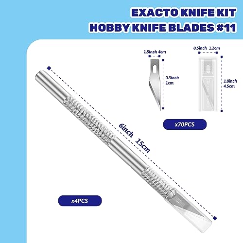 42Pcs Utility Craft Knife Kit Contains 2 Metal Pen Knife and Spare Replacement Blades, Exacto Knife and SK5#11 Hobby Knife Blades for Scrapbooking, Cutting, Carving DIY, Art Work - color: 42pcs Utility Craft Knife Kit (Silver)