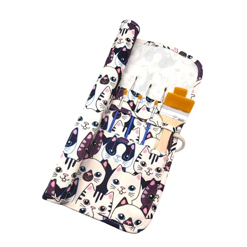 Funny live Paint Brush Holder Art Supplies, Artist Brush Holder & Storage Organizer Roll-Up Case Bag, Protect Acrylic Oil Watercolor Paintbrushes (Kitten 20 Slot Pockets) - color: Kitten 20 Slot Pockets