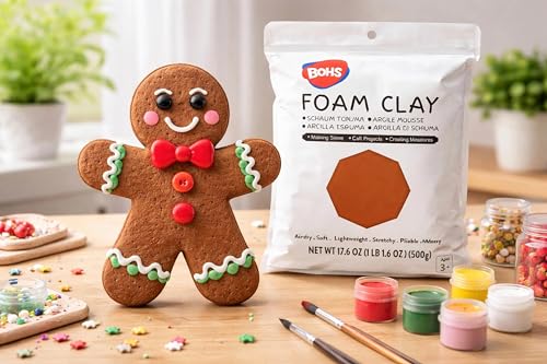BOHS Foam Clay, Chocolate Brown Air Dry Modeling Clay, 1.1 lb | Soft, lightweight; crack-free finish; EVA and polystyrene foam details; cosplay props, figurines, fake bakes and slime making - color: Chocolate, size: 500 g