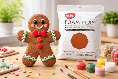 BOHS Foam Clay, Chocolate Brown Air Dry Modeling Clay, 1.1 lb | Soft, lightweight; crack-free finish; EVA and polystyrene foam details; cosplay props, figurines, fake bakes and slime making - color: Chocolate, size: 500 g