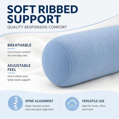 Neck Roll Pillow, Cervical Neck Pillow Bolster Pillow for Sleeping - color: Mist Blue