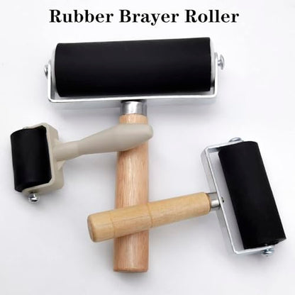 HRJZF 6 Pack Rubber Brayer Roller for Printmaking,Anti Skid Tape Construction Tools, Print,Great for Gluing Application Also,Ink and Stamping Tools 1.4 Inch - color: 1
