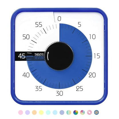 TWENTY5 SEVEN Countdown Timer 7.5 inch; 60 Minute 1 Hour Visual Timer – Classroom Teaching Tool Office Meeting, Mechanical Countdown Clock for Kids Exam Time Management Magnetic, Navy Blue - color: Navy Blue