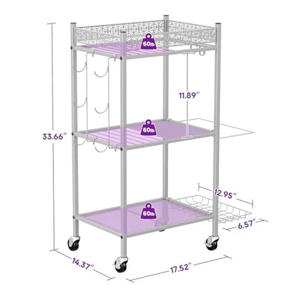 VOPEAK Home Gym Storage Rack, 3-Tier Yoga Mat Storage with Wheels & Hooks | 200 lbs steel rack with lockable casters & side hooks. 3-tier fits yoga mats & dumbbells — 10-min assembly - color: GRAY