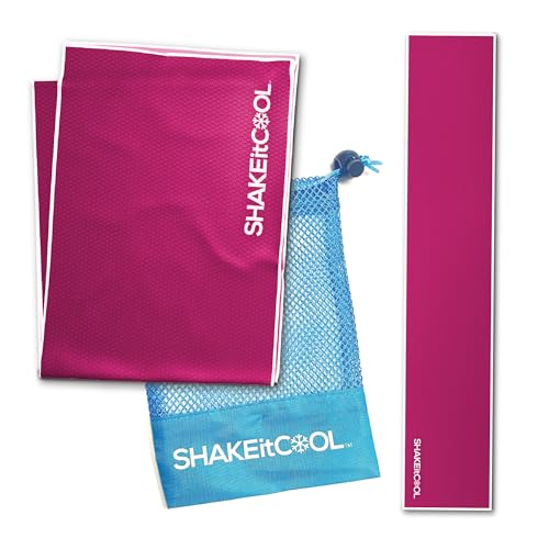 SHAKEitCOOL Original Cooling Towel – Be Cool in Style - Heat Relief, Soft, Lightweight, Sun Protection, Easy Clean - Perfect for Biking, Running, Yoga, Gym, Gardening - Berry - color: Berry
