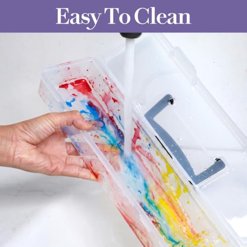 4 Pack Paint Brush Case - Portable Clear Plastic Brush Storage Box with Black Handle, 13 x 3.5 x 2.25 Inches Heavy Duty Organizer for Artists