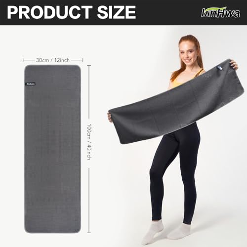 KinHwa Gym Towels - Absorbent Wicking Workout Towels, Quick Dry & Compact, Ideal for Yoga, Fitness, Treadmill or Indoor Bike - color: Gray 280gsm, size: 12"x40"
