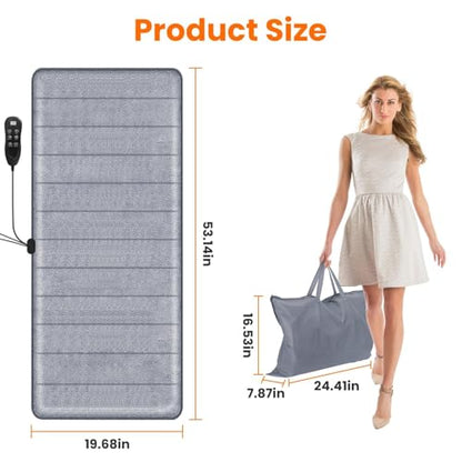 KOCASO Full Body Massage Mat with Heat & Vibration，Back Massager with 10 Motors，Massage Pad with Heat Timer for Relaxation，Body Massagers for Muscles，Ideal Gift for Parents - size: 19.29 x 7.87 x 13.78 in