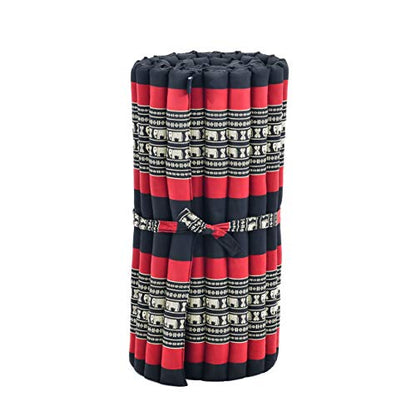 Leewadee Thai Roll Mat 75 x 28 inches Kapok Firm - color: Sf13 - Red, Black, size: M: 75x28"