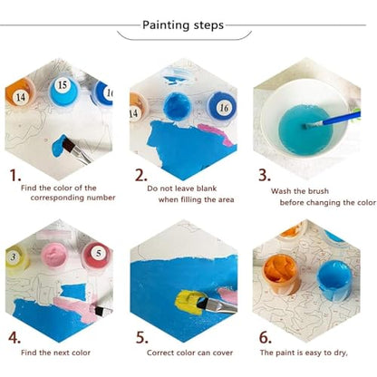 4 Pack Framed Paint by Numbers Kit for Adults Beginner Canvas Painting by Numbers for Adults Starry Night Easy Adult Paint by Number Kits with Frame Tree Watercolor Painting by Number 8x12 Inch - color: Starry Night Framed Paint by Numbers Kit