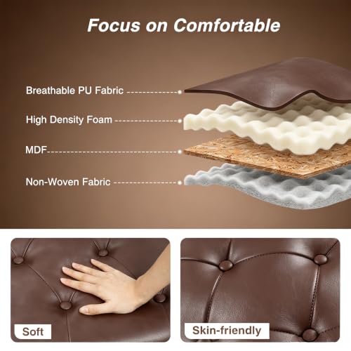 FiveWillowise 65" Bedroom Bench,End of Bed Bench with Storage,Chocolate - color: Chocolate, size: 65-inch