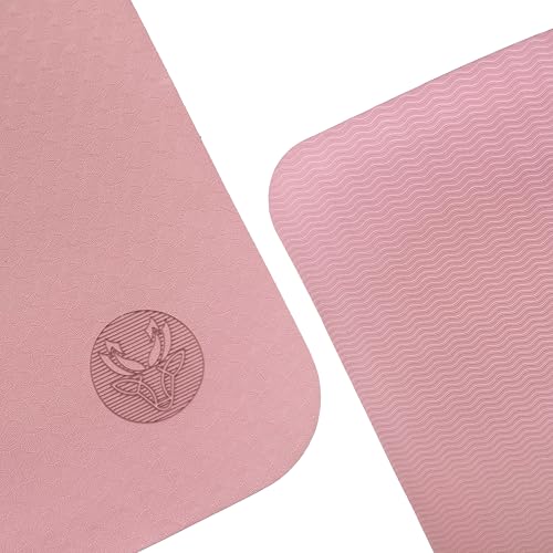 Non Slip TPE Yoga Mat 6mm Thick with Carrying Strap, Lightweight Exercise Mat for Home Workout, Pilates & Fitness, Comfort Cushion Workout Mat