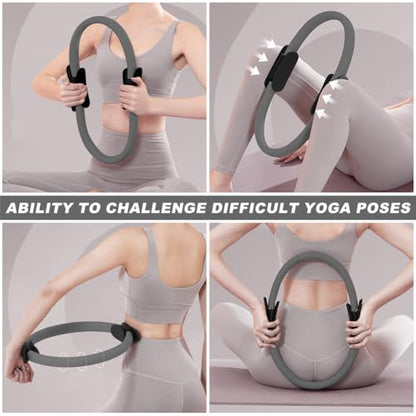 15" Pilates Ring, Dual-Grip Pilates Ring Lightweight Circle Yoga Rin-g for Enhance Thigh and Arm Strength, Body Exercise Tool for Home Gym